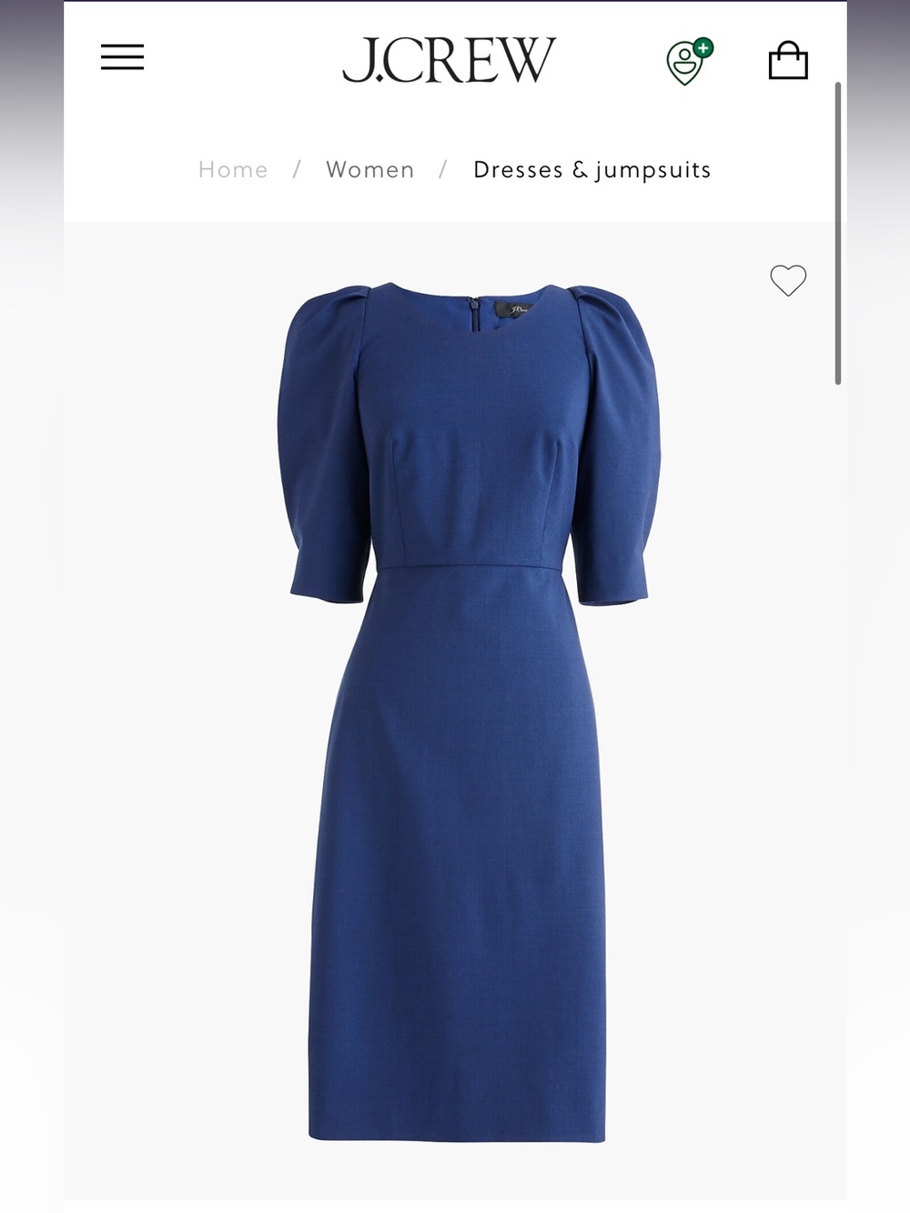 J Crew Blue Puff Sleeve Italian Wool Dress